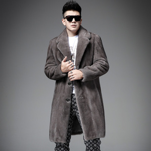 佐狄丹奥 天鹅绒铁灰本色貂皮大衣男整貂真貂 水貂皮草长款商务