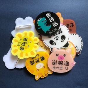 幼儿园卡通可爱款式名字胸牌双层亚克力别针式/学生校徽工牌定制