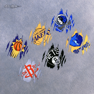 nba球队标志反光汽车贴纸爪痕镭射油箱个性网红湖人篮网创意贴画