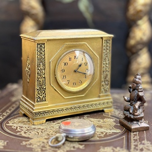 西洋古董艺术怀旧收藏法国帝政风格铜鎏金钟表座钟台钟床头桌面钟