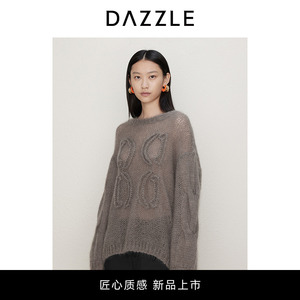 DAZZLE地素 毛针织衫24年秋新款女装雅丹风套衫毛衣