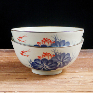 兰花陶瓷碗中式