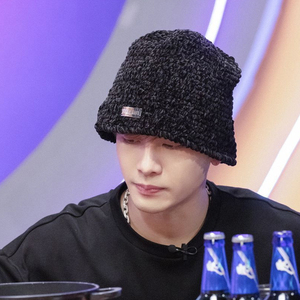 王嘉尔teamwang同款帽子铁标雪尼尔渔夫帽男女早春百搭韩版显脸小