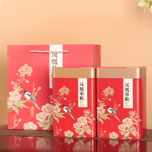 红茶茶叶铁罐空盒一斤500克装正山小种鸭屎香凤凰单丛花鸟包装盒