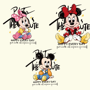 米妮米老鼠卡通服装亲子女装印花热转印烫画贴柯氏衣服布胶贴定制