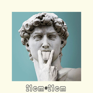 吐舌头的大卫恶搞雕塑印花图案衣服热转印烫图烫画胶片胶印贴