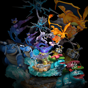 【预定送纪念币】新月神奇宝贝超梦逆袭御三家gk限量雕像手办模型