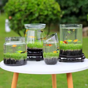 鱼缸小型桌面创意生态水培微景观绿植造景迷你玻璃瓶客厅办公室