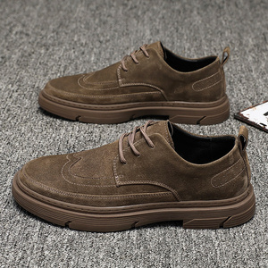 皮鞋男士休闲翻毛皮个性潮鞋子男夏季2022新款真皮工装鞋韩版百搭