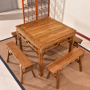 八仙桌实木正方形老式仿古传统农村堂屋中堂家用餐桌榆木四方桌子