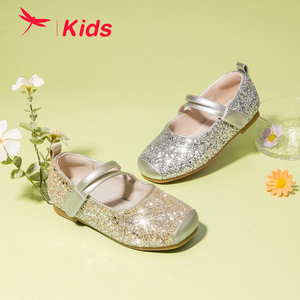 红蜻蜓女童鞋2024春季新款公主水钻舞蹈表演鞋演出鞋水晶皮鞋软底