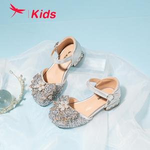 红蜻蜓女童鞋夏季新款水钻包头凉鞋小学生高跟软舞蹈鞋礼仪鞋