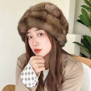 闭眼入!俄罗斯紫貂整皮皮草帽子女冬季防风保暖潮流百搭护耳圆顶