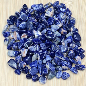晨曦天然蓝纹石碎石原石摆件蓝色水晶方钠石多肉鱼缸装饰石头矿石