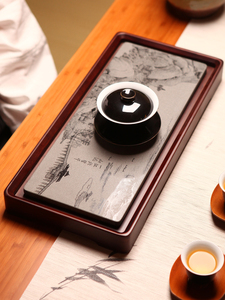 祥福无垠现代纯天然乌金石高端会客家用干泡台茶台茶具茶海茶盘