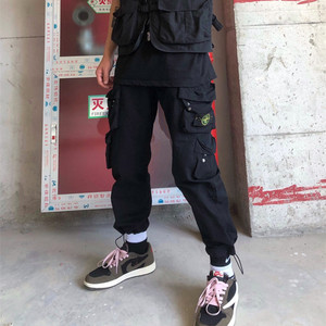 石头stone island四袋工装裤男春款日系机能风宽松直筒袖标裤 岛