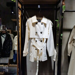 麦寻女装2022春新款西装领双排扣中长款韩版气质风衣外套ofym10040人