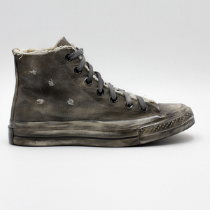 高帮帆布鞋做旧复古