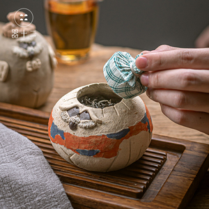 器十二 可爱的猫头鹰茶叶罐纯手工制作茶仓日式茶叶储存罐陶瓷