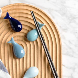 鲸鱼陶瓷筷子托创意筷枕酒店餐厅桌面摆台餐具勺子架筷架