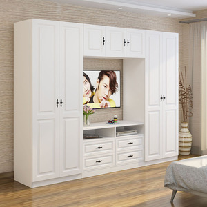 客厅衣柜电视柜一体组合背景墙简约现代电视柜衣柜卧室整体衣帽间