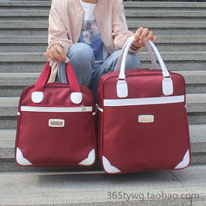 女手提旅行包轻便简约小容量行李包袋单肩旅游健身包背面可套拉杆