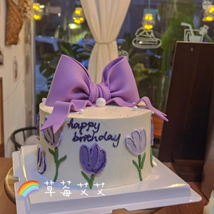 巧克力翻糖蝴蝶结可爱公主女孩生日蛋糕动物奶油水果夹心私房厦门