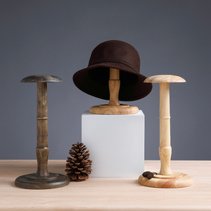 帽子展示架实木帽托木质头模帽架子服装店橱窗放帽子支架展示道具