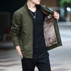 男士外套休闲春秋潮流帅气纯棉立领工装夹克冬季加绒加厚全棉衣服