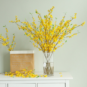 黄色迎春花仿真花高品质室内客厅桌面单支假花落地样板间装饰摆设
