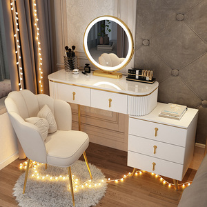 梳妆台卧室现代简约小户型北欧轻奢网红ins风化妆桌子收纳柜一体