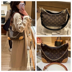 lv路易威登女包老花链条牛角包boulogne腋下包单肩斜跨包m45832