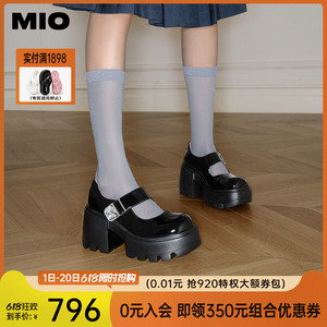 [吴谨言同款]MIO米奥2024春季超高跟单鞋蝴蝶搭扣浅口玛丽珍鞋女