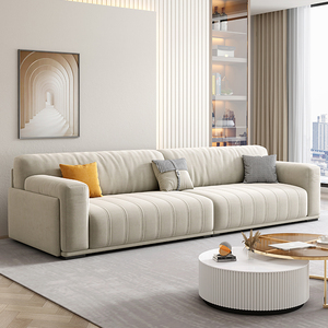 奶油风磨砂布艺沙发客厅直排三人小户型简约现代轻奢家用2022新款