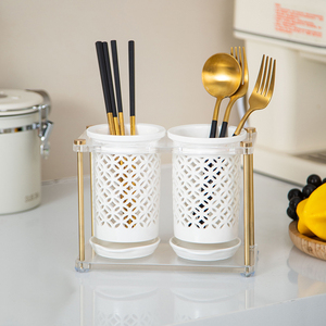 厨房筷子筒家用沥水透明置物架放刀叉勺子的收纳盒陶瓷放筷笼篓桶