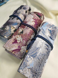 一叶知秋手作 钢笔 笔帘【紫涛】西阵织 进口面料 包邮