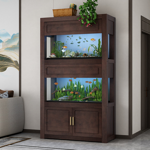 全实木鱼缸底柜底座架子落地简易办公室家用玄关隔断鱼缸柜子定制