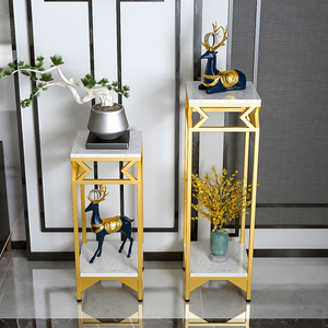 简约大理石欧式艺术花盆架子现代工艺金属花几轻奢装饰置物架花架