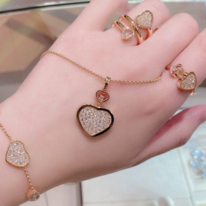 法国代购chopard/萧邦happy hearts爱心项链 18k玫瑰金心形锁骨链