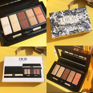 dior迪奥2021年圣诞套盒彩妆盘五色眼影口红综合套装盒彩妆盘老花