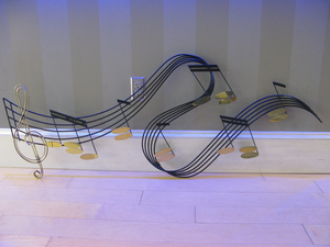 欧式创意金属五线谱乐器壁饰书房玄关餐厅样板房等装饰品音符挂件