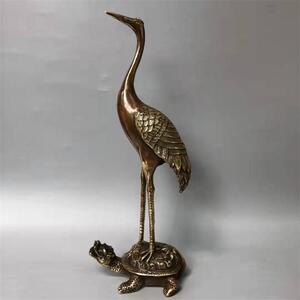 纯铜鹤摆件黄铜仙鹤龟鹤延年铜仙鹤踏龟长寿龟寿星礼品祝寿贺礼