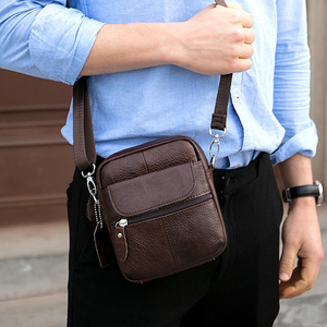 手机包迷你男士小挂包牛皮单肩斜挎包真皮男包竖款商务休闲小背包