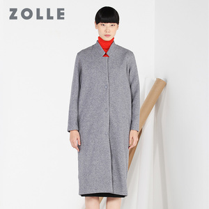 ZOLLE因为毛呢外套女中长款单排扣长袖显瘦呢子大衣2017冬季新款