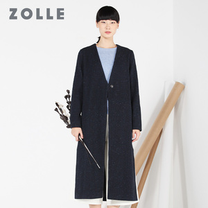 ZOLLE因为长袖显瘦毛呢外套女中长款羊毛呢子大衣2017冬季新品