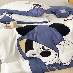 可爱卡通迪士尼米奇纯棉水洗棉四件套全棉被套床上用品儿童男孩子