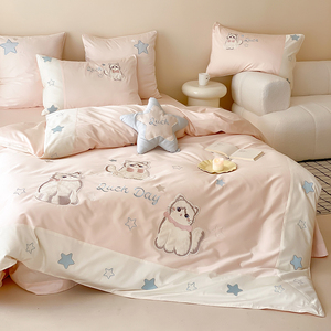 夏季100支天丝棉四件套丝滑小猫咪被套儿童卡通床单冰凉床上用品