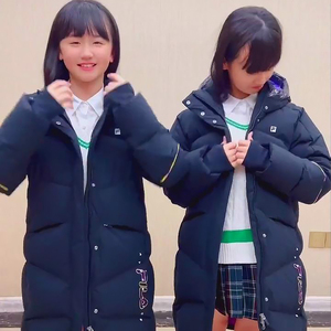 一一丫丫同款衣服霸气秋冬季网红2021年新款女大童长款连帽羽绒服