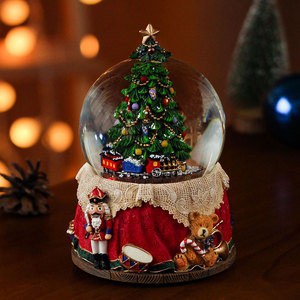 圣诞节水晶球圣诞树下雪儿童音乐盒男孩飘雪礼物摆件女孩梦幻雪花