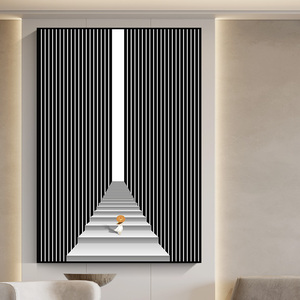 视觉空间延伸装饰画黑白几何建筑挂画客厅玄关壁画抽象墙画延伸感